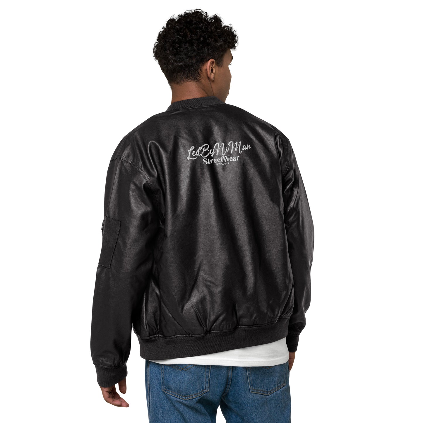 Faux Leather Bomber Jacket