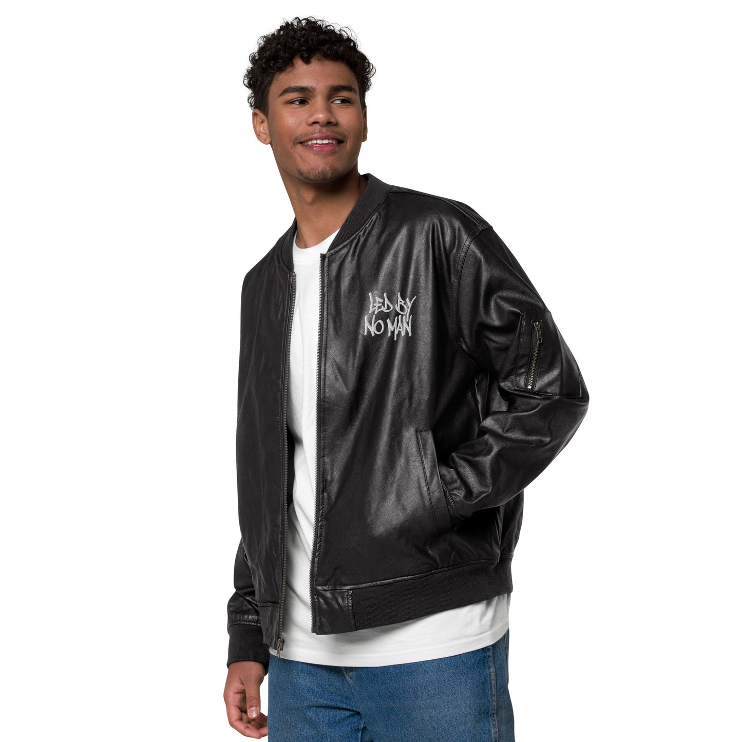 Faux Leather Bomber Jacket